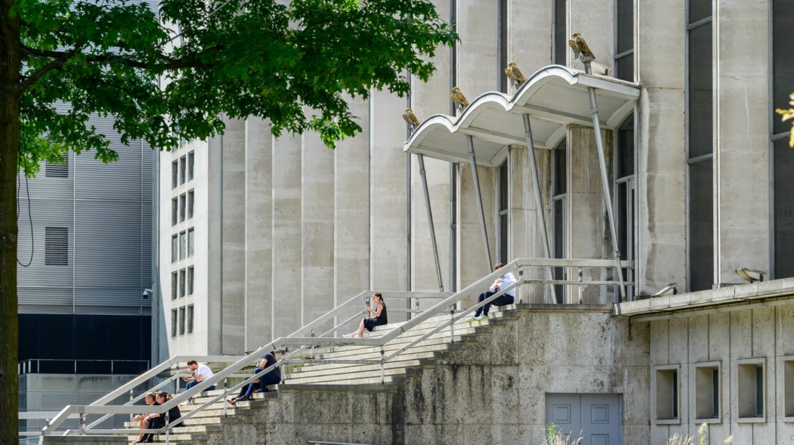 An image of the front of the courts